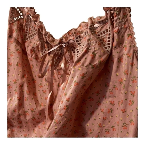 Lucky Brand Lace Detail Spaghetti Strap bow tie Top Shirt XL Cropped Floral Boho - Picture 5 of 15